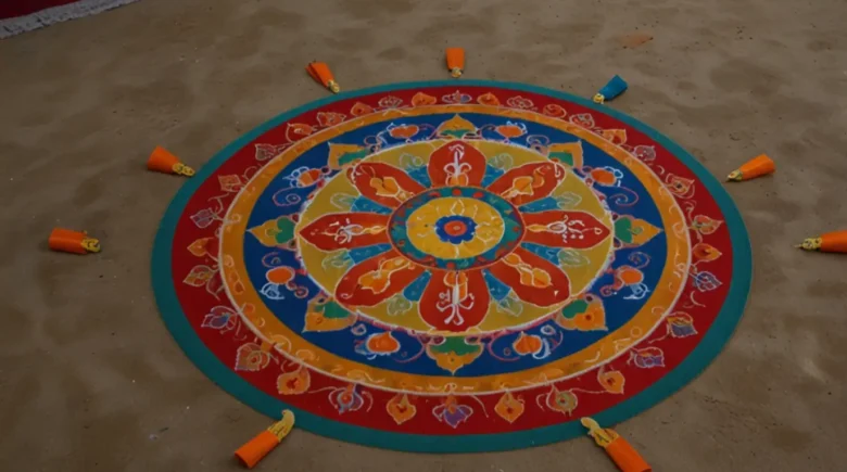 uma mandala de areia budista. mandalas no budismo