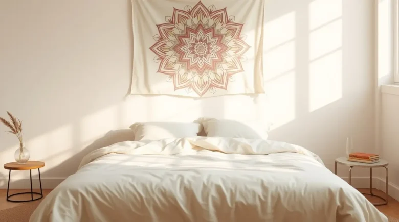 Um quarto decorado com uma mandala. Feng Shui e Mandalas: Conceito, Conexão, Benefícios e Práticas